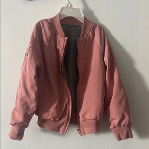 Girls Pink Bomber Jacket reversible like new
